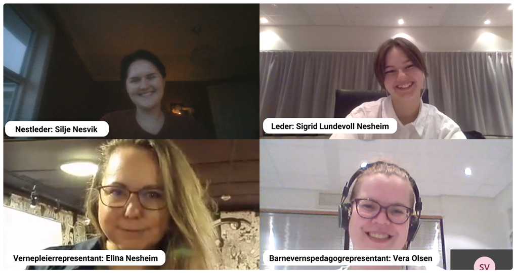 FORNØYDE: Fire av de fem nye sentralstyremedlemmene kunne smile gledelig via teams for avbildning av det nye Sentralstyre.