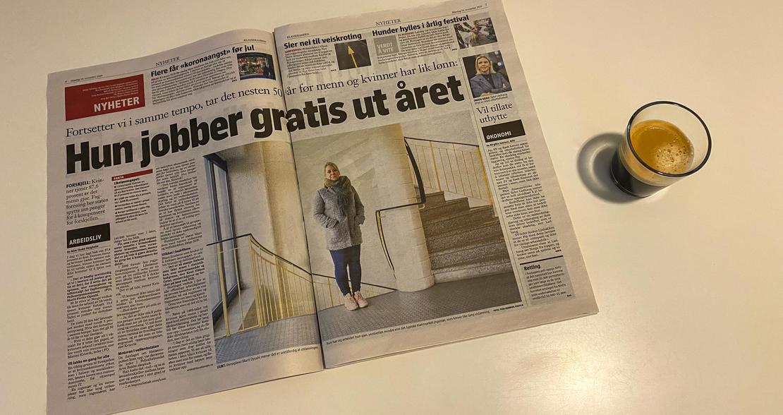 GRATIS: Fra og med 16. november jobber kvinner i teorien gratis Avisartikkel