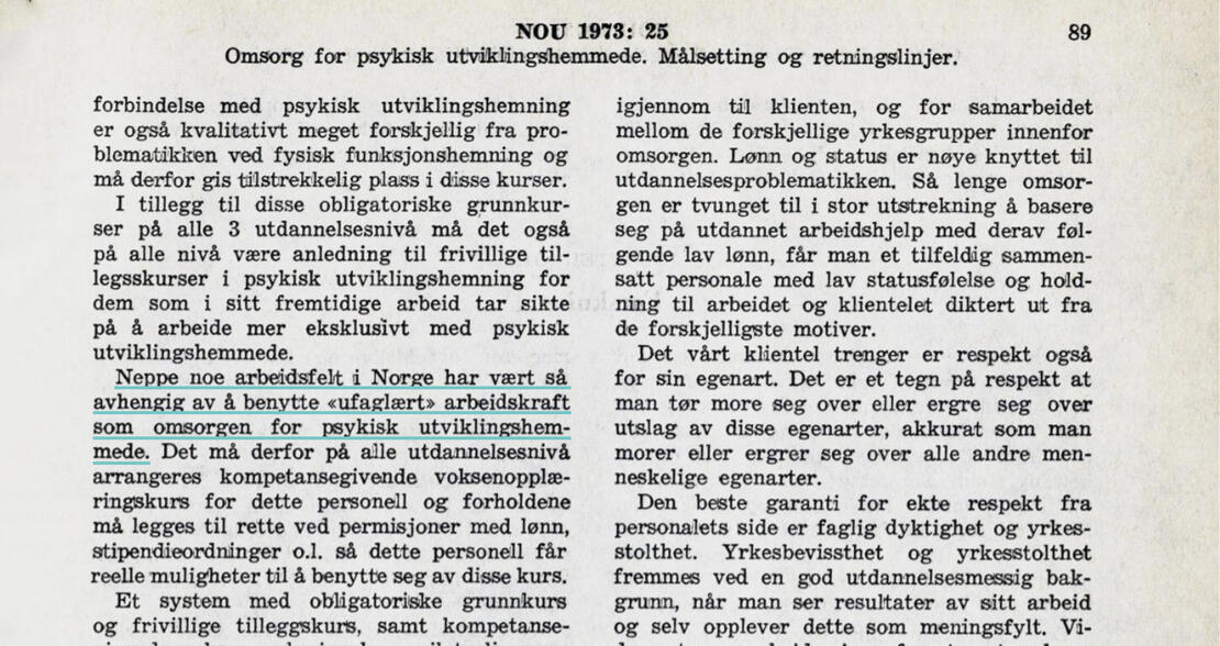 50 ÅR: For snart 50 år siden konkluderte ekspertgruppen med lav kompetanse i tjenestene. Utdrag fra en gammel rapport som viser at dette var et problem i 1973
