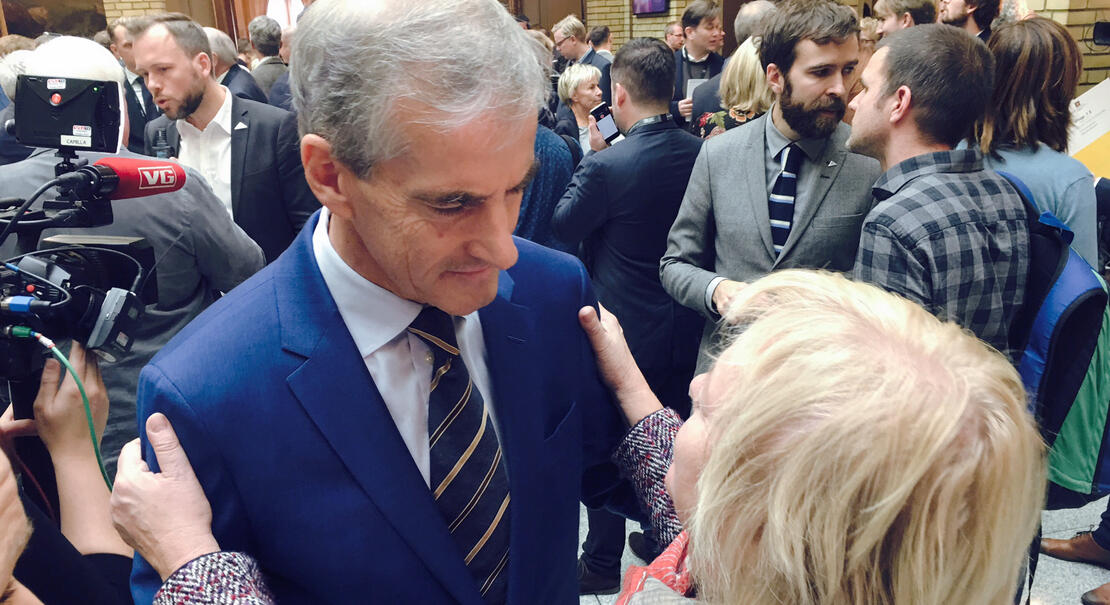 Ap-leder Jonas Gahr Støre og FO-leder Mimmi Kvisvik