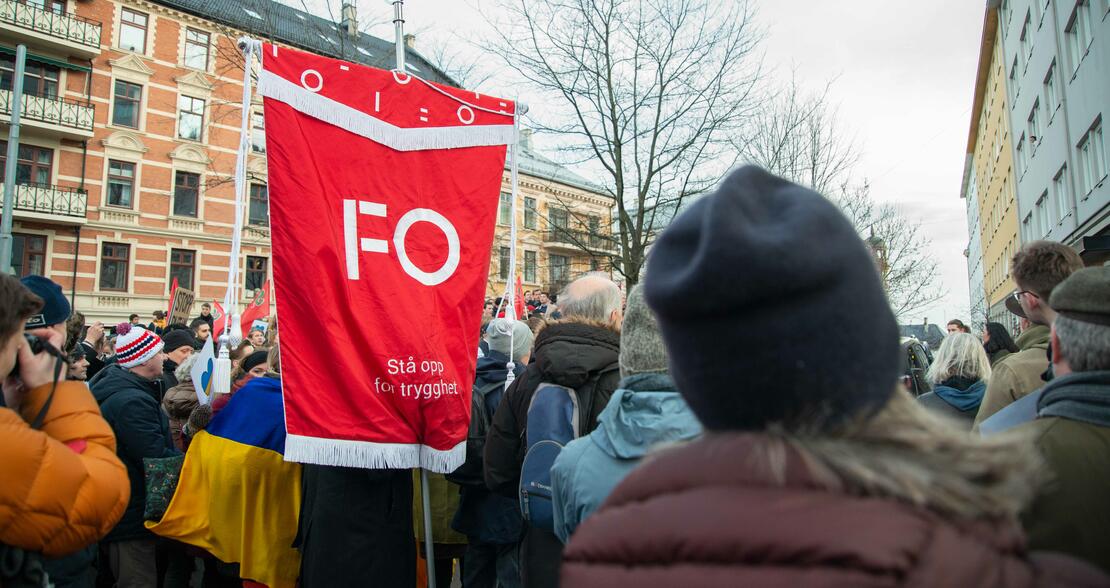 MARKERING: I februar deltok FO i støttemarkering for Ukraina utenfor den Russiske Ambassaden. Markering